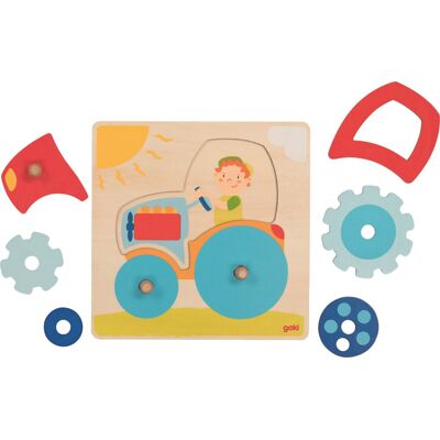 GOKI Dřevěné puzzle Traktor 6 dílků GOKI Dřevěné puzzle Traktor 6 dílků