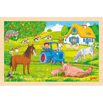 GOKI Dřevěné puzzle Farma 24 dílků GOKI Dřevěné puzzle Farma 24 dílků