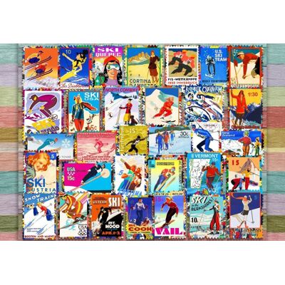 GRAFIKA Puzzle Lyžařské poštovní známky 1000 dílků GRAFIKA Puzzle Lyžařské poštovní známky 1000 dílků