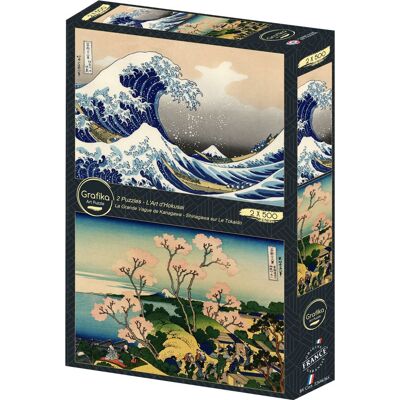 GRAFIKA Puzzle Velká vlna u pobřeží Kanagawy a Městská oblast Shinagawa 2 × 500 dílků GRAFIKA Puzzle Velká vlna u pobřeží Kanagawy a Městská oblast Shinagawa 2 × 500 dílků