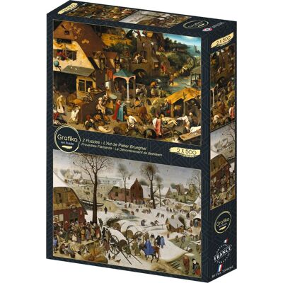 GRAFIKA Puzzle Vlámská přísloví a Sčítání lidu v Betlémě 2 × 500 dílků GRAFIKA Puzzle Vlámská přísloví a Sčítání lidu v Betlémě 2 × 500 dílků