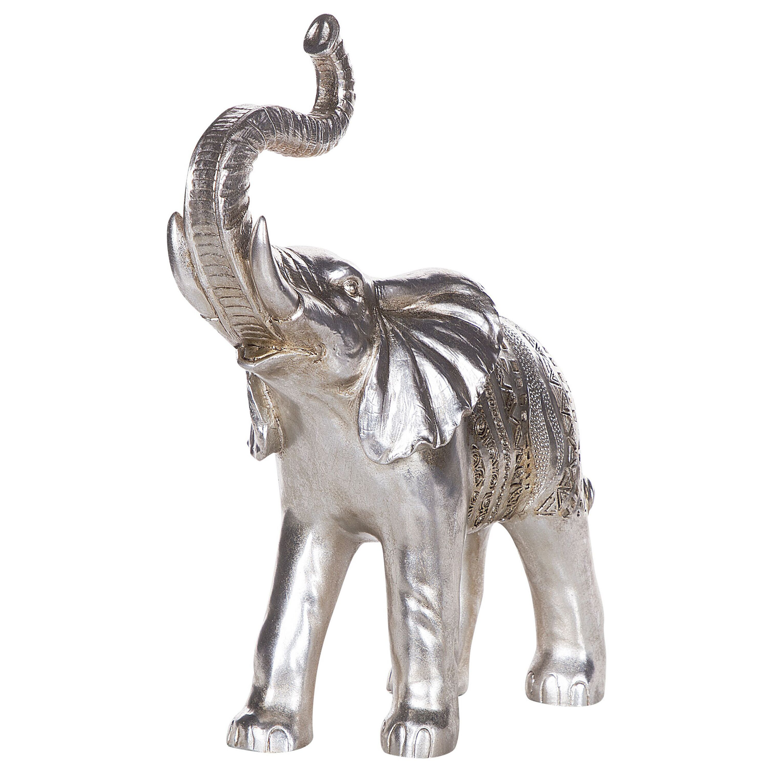 Beliani Figurka slon stříbrná TOURINE
