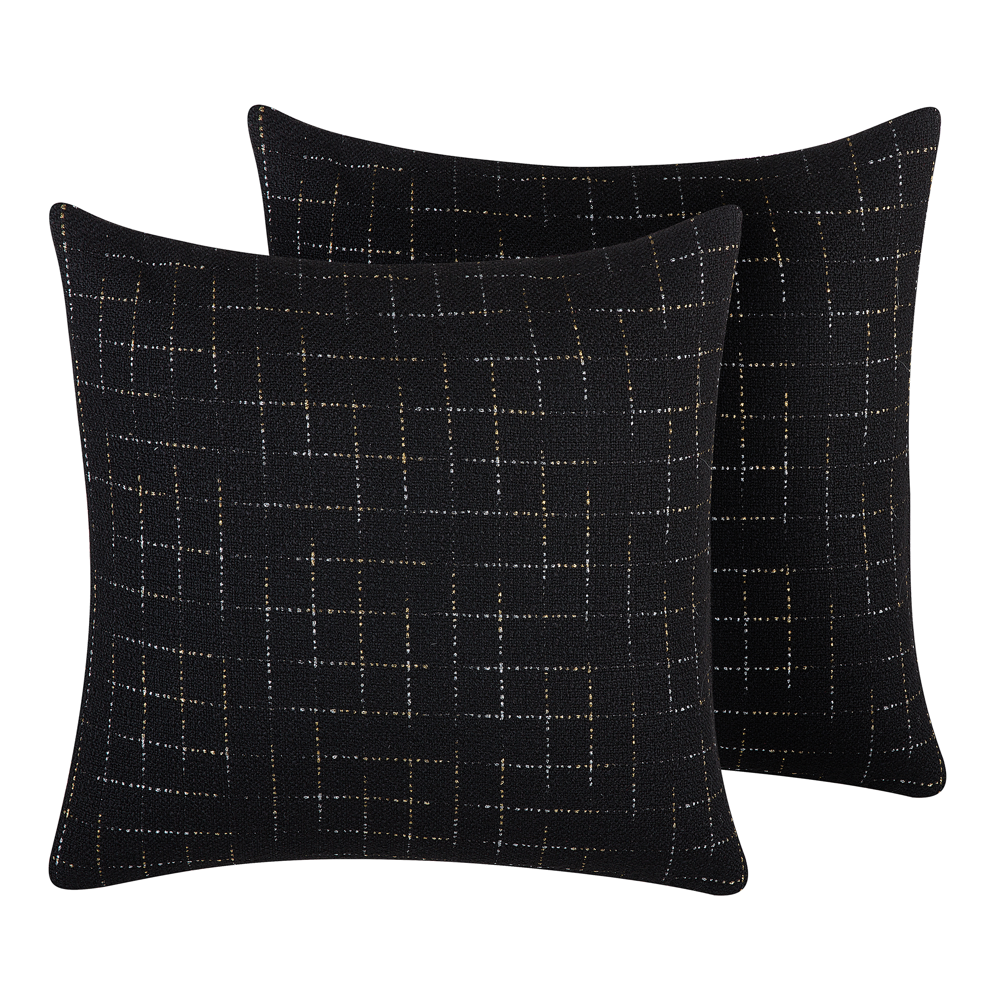 Beliani Sada 2 polštářů geometrických vzorů 45 x 45 cm černá BELLFLOWER