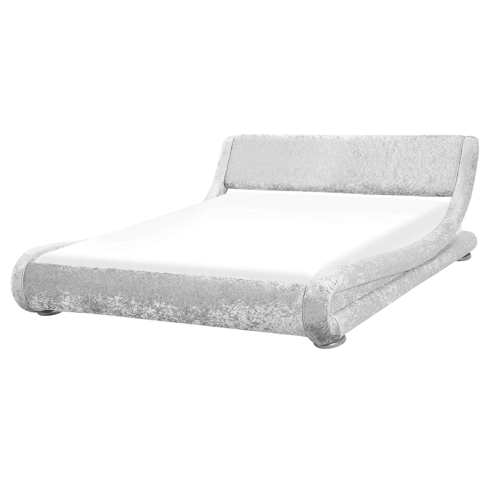 Beliani Vodní postel stříbrná 160 x 200 cm sametová AVIGNON