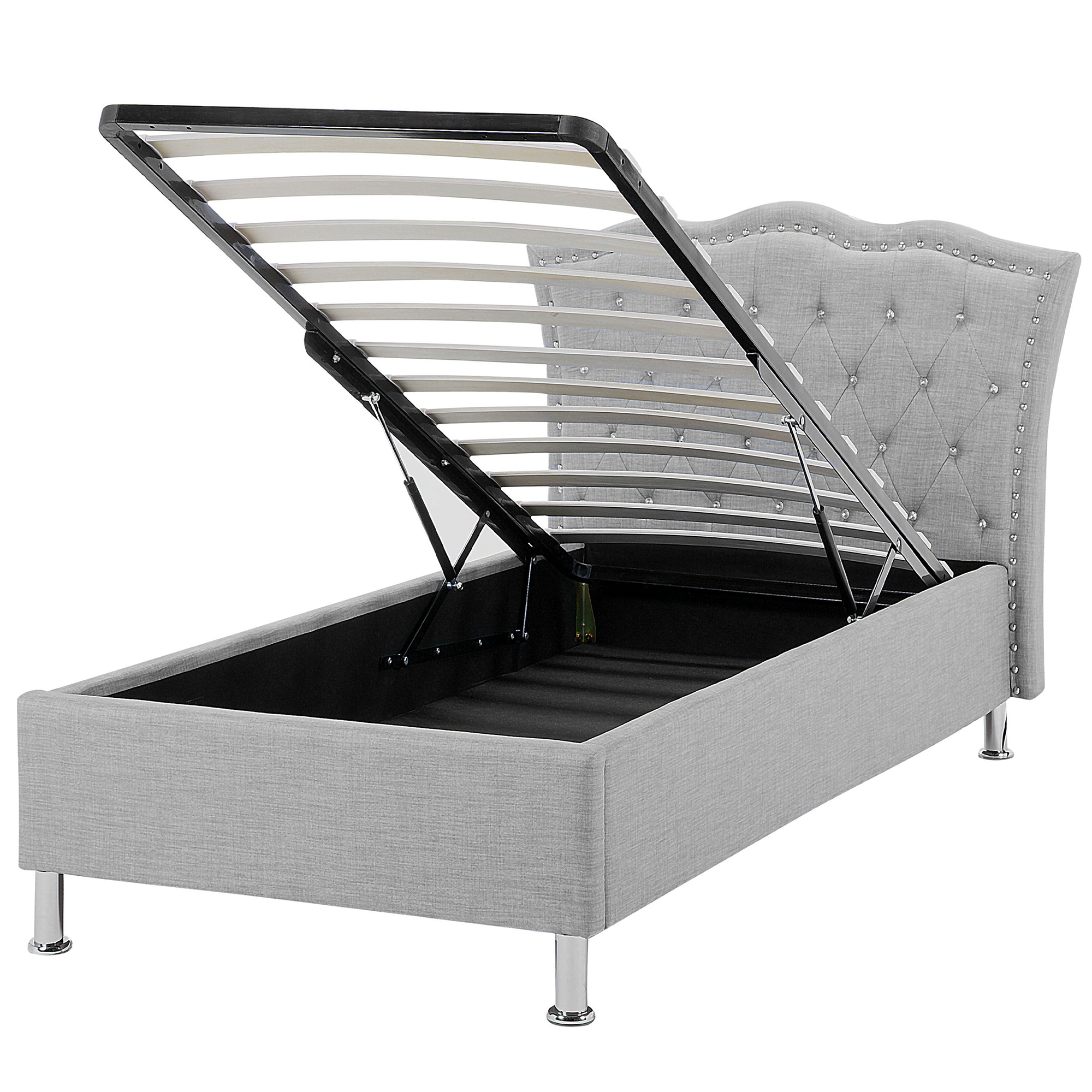 Beliani Šedá čalouněná postel Chesterfield s úložištěm 90x200 cm - METZ
