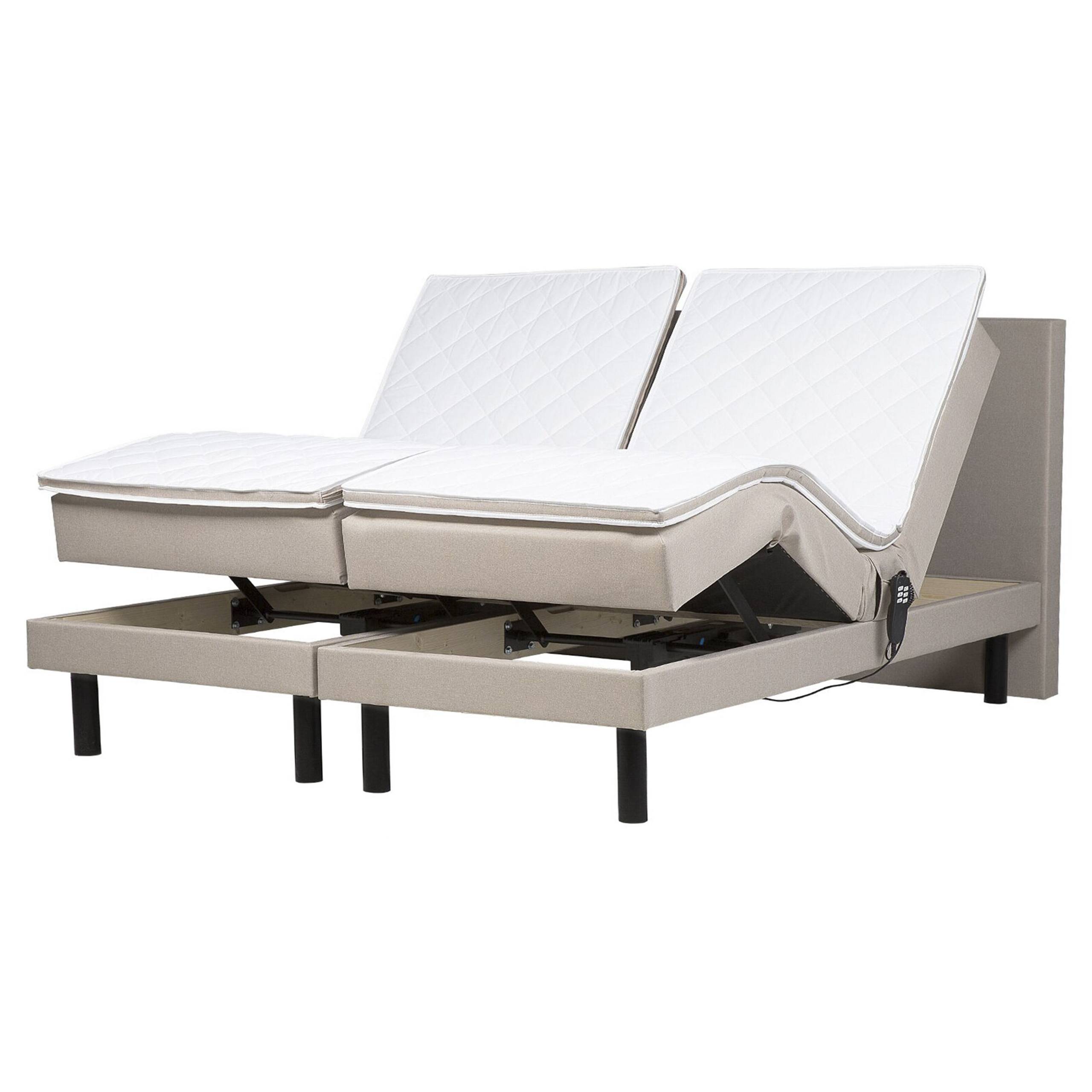 Beliani Čalouněná postel béžová elektricky polohovací 160x200 cm EARL
