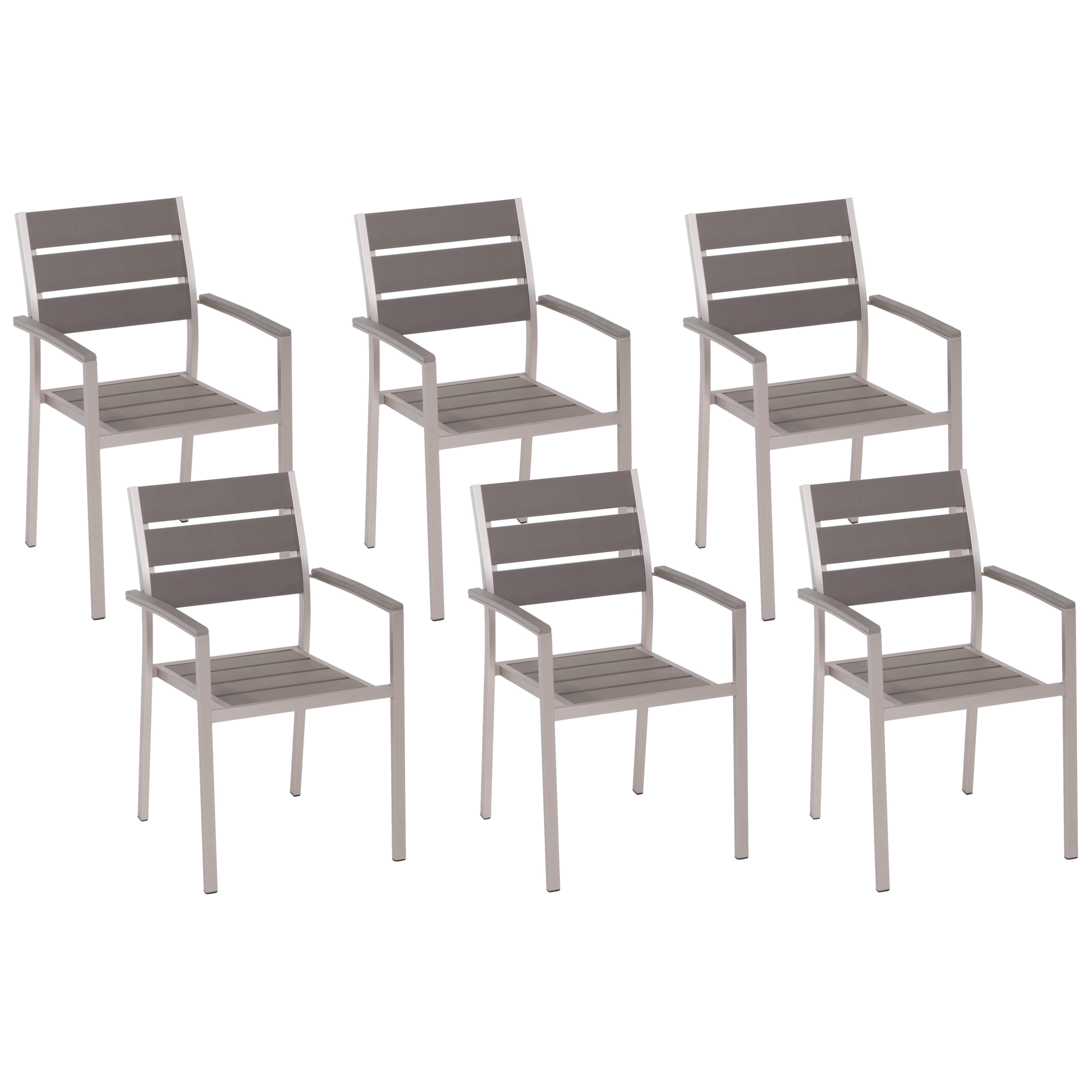 Beliani Sada šesti šedých zahradních židlí VERNIO
