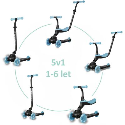 QPLAY Koloběžka / odrážedlo Sema Evo s LED světly Sky Blue, věk 1 - 6 let, do 50 kg QPLAY Koloběžka / odrážedlo Sema Evo s LED světly Sky Blue, věk 1 - 6 let, do 50 kg