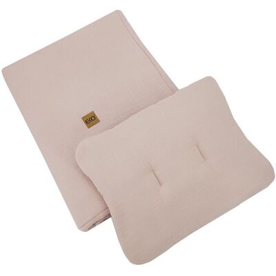 EKO Sada do postýlky 2dílná mušelínová Powder pink 30x40 cm, 75x100 cm EKO Sada do postýlky 2dílná mušelínová Powder pink 30x40 cm, 75x100 cm