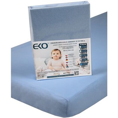 EKO Jersey Prostěradlo - 120x60 cm - Modrá - Ložní prádlo EKO Jersey Prostěradlo - 120x60 cm - Modrá - Ložní prádlo
