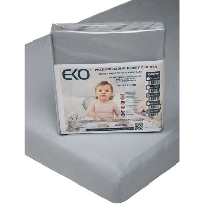 EKO Jersey Pružná prostěradlo - 120x60cm - Světle šedé EKO Jersey Pružná prostěradlo - 120x60cm - Světle šedé