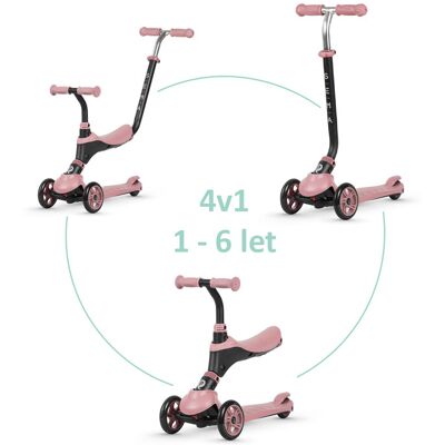 QPLAY Koloběžka/odrážedlo Sema 5v1 Pink, věk 1-6 let, do 50 kg QPLAY Koloběžka/odrážedlo Sema 5v1 Pink, věk 1-6 let, do 50 kg
