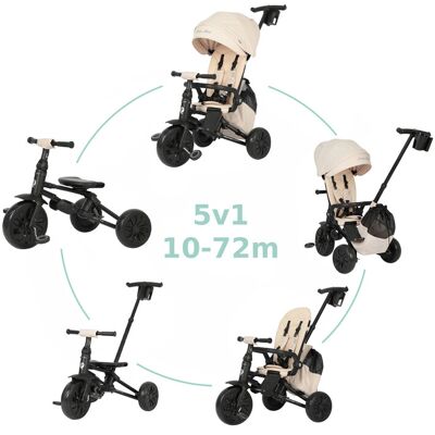 QPLAY Tříkolka Nova Max 5v1 Beige, 10-72 měsíců QPLAY Tříkolka Nova Max 5v1 Beige, 10-72 měsíců