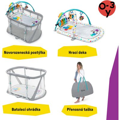 BABY EINSTEIN Postýlka s ohrádkou na hraní a klavírem 3v1 Kick & Snooze™ 0m+ BABY EINSTEIN Postýlka s ohrádkou na hraní a klavírem 3v1 Kick & Snooze™ 0m+