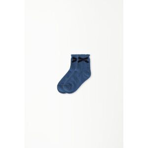 Tezenis Krátké Dívčí Ponožky z Děrované Bavlny s Mašlí Unisex Modrá Größe 34-36