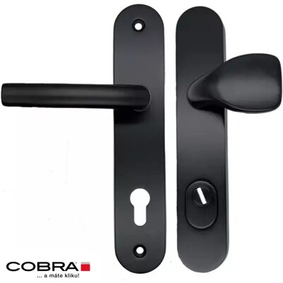 Bezpečnostní štítové dveřní kování Cobra C101 PZ72 LI/RE s překrytkou, černá Bezpečnostní štítové dveřní kování Cobra C101 PZ72 LI/RE s překrytkou, černá