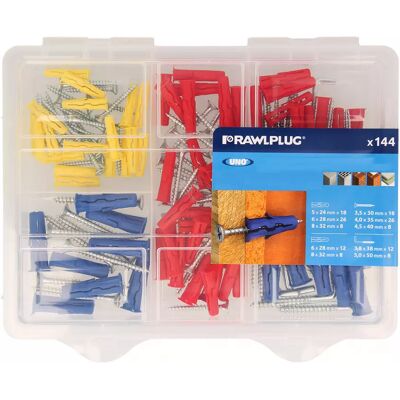 Rawlplug Set universálních hmoždinek s vruty 144 ks Rawlplug Set universálních hmoždinek s vruty 144 ks