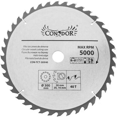 Condor Kruhová pila - 300x30mm, 40 zubů, na dřevo Condor Kruhová pila - 300x30mm, 40 zubů, na dřevo