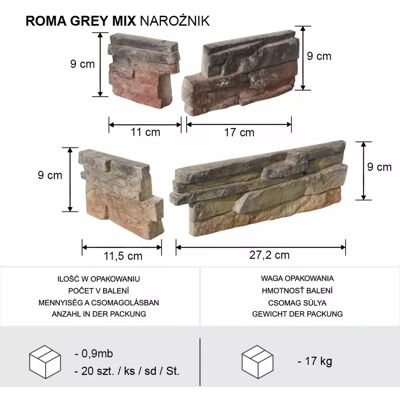 Stone Master Rohový kámen Roma gray mix bal=0,9mb Stone Master Rohový kámen Roma gray mix bal=0,9mb