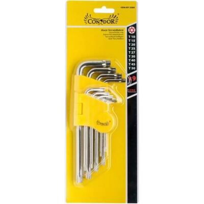Condor Sada klíčů torx s otvorem T10-50 mm, 9 ks Condor Sada klíčů torx s otvorem T10-50 mm, 9 ks