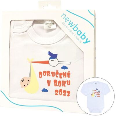 Body S Potiskem New Baby Doručené V Roku 2023 - Darčekové Balenie 68 (4-6m) Body S Potiskem New Baby Doručené V Roku 2023 - Darčekové Balenie 68 (4-6m)