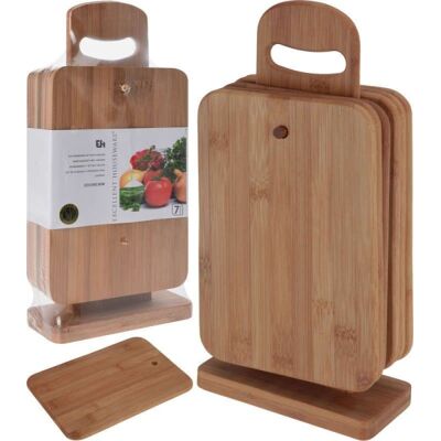 VidaXL Excellent Houseware 7dílná sada prken na krájení z bambusu s držákem - Sada prken VidaXL Excellent Houseware 7dílná sada prken na krájení z bambusu s držákem - Sada prken