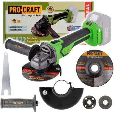Procraft Pga22-Bb Aku Úhlová Bruska Pga22 (Bez Baterie A Nabíječky), 125mm Procraft Pga22-Bb Aku Úhlová Bruska Pga22 (Bez Baterie A Nabíječky), 125mm