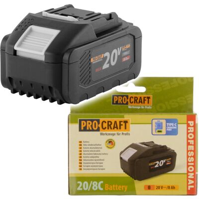 Procraft 20/8c Baterie Akumulátorová 20v Li-Ion, 8000mah Usb Type C Procraft 20/8c Baterie Akumulátorová 20v Li-Ion, 8000mah Usb Type C