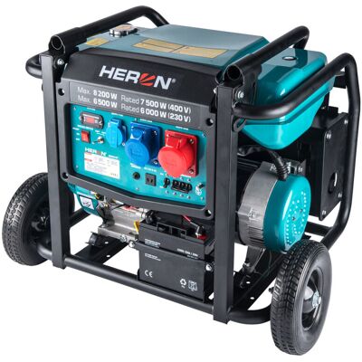 Heron 8896147 Elektrocentrála Benzínová 17hp/8,2kw/10,25kva (400v), 6,5kw (230v), Podvozek, Elektrický Start Heron 8896147 Elektrocentrála Benzínová 17hp/8,2kw/10,25kva (400v), 6,5kw (230v), Podvozek, Elektrický Start