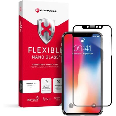 Forcell Flexible 5D Full Glue hybridní sklo, iPhone X / Xs, černé Forcell Flexible 5D Full Glue hybridní sklo, iPhone X / Xs, černé
