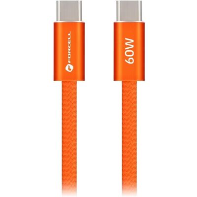 Forcell F-Energy kabel USB-C - USB-C, QC4.0, PD, 3A, 60W, 1,2 m, oranžový Forcell F-Energy kabel USB-C - USB-C, QC4.0, PD, 3A, 60W, 1,2 m, oranžový