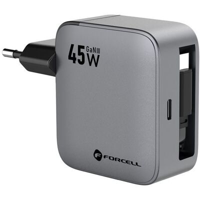 Forcell F-Energy nabíječka USB-C + navíjecí kabel USB-C, PD, QC4.0, 3A, 45W, šedá Forcell F-Energy nabíječka USB-C + navíjecí kabel USB-C, PD, QC4.0, 3A, 45W, šedá