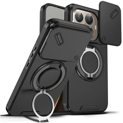 OEM Camslide Stand obal, Xiaomi 15T Pro, černý OEM Camslide Stand obal, Xiaomi 15T Pro, černý