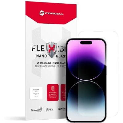 Forcell Flexible Nano Glass hybridní sklo, iPhone 14 Pro, průhledné Forcell Flexible Nano Glass hybridní sklo, iPhone 14 Pro, průhledné