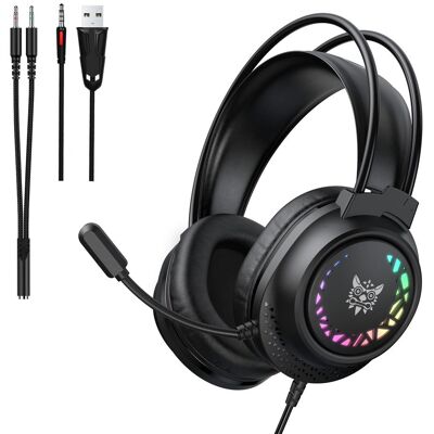 Onikuma X92 Herní sluchátka s RGB podsvícením, černá Onikuma X92 Herní sluchátka s RGB podsvícením, černá