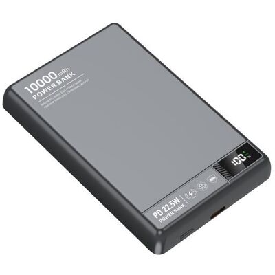 OEM UltraThin MagSafe 15W Bezdrátová powerbanka 10000 mAh s LED displejem a podporou nabíjení Apple Watch, šedá OEM UltraThin MagSafe 15W Bezdrátová powerbanka 10000 mAh s LED displejem a podporou nabíjení Apple Watch, šedá