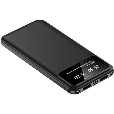 OEM Powerbanka 10000mAh, 2x USB, 1x USB-C, s LED světlem, černá OEM Powerbanka 10000mAh, 2x USB, 1x USB-C, s LED světlem, černá