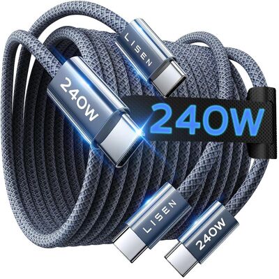 Lisen Datový kabel USB-C - USB-C, 240W, 2 m, 2 kusy, modrý Lisen Datový kabel USB-C - USB-C, 240W, 2 m, 2 kusy, modrý