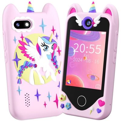 OEM Chytrý telefon pro děti s hrami, MP3, duálním fotoaparátem a dotykovým displejem, bílý jednorožec OEM Chytrý telefon pro děti s hrami, MP3, duálním fotoaparátem a dotykovým displejem, bílý jednorožec