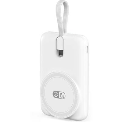 OEM MagSafe bezdrátová powerbanka s USB-C, 10 000 mAh, 22,5 W, USB-C, bílá OEM MagSafe bezdrátová powerbanka s USB-C, 10 000 mAh, 22,5 W, USB-C, bílá