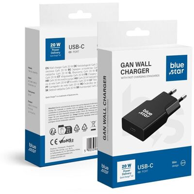 BlueStar Slim adaptér USB-C, GaN, 20W, černý BlueStar Slim adaptér USB-C, GaN, 20W, černý