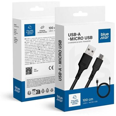 USB Micro USB kabel Blue Star - 1m - Černý USB Micro USB kabel Blue Star - 1m - Černý