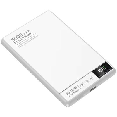 OEM UltraThin MagSafe 15W Bezdrátová powerbanka 5000 mAh s LED displejem a podporou nabíjení Apple Watch, stříbrná OEM UltraThin MagSafe 15W Bezdrátová powerbanka 5000 mAh s LED displejem a podporou nabíjení Apple Watch, stříbrná