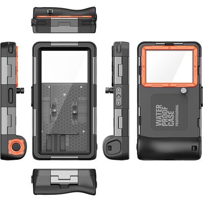 OEM Shellbox IP68 Potápěčské vodotěsné pouzdro pro telefon, 15M/50ft, černé / oranžové OEM Shellbox IP68 Potápěčské vodotěsné pouzdro pro telefon, 15M/50ft, černé / oranžové