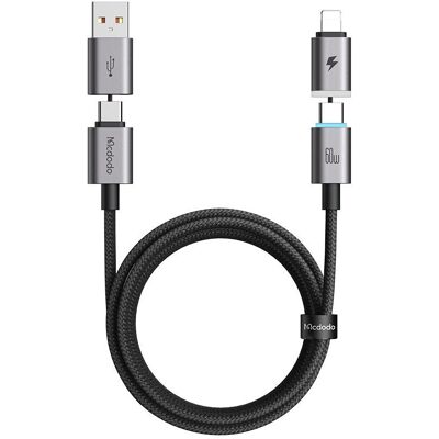 Mcdodo Datový kabel 4v1 Extreme Energy (CA-6560), USB-C / USB-A - USB-C / Lightning, 60 W, 1,2 m, černý Mcdodo Datový kabel 4v1 Extreme Energy (CA-6560), USB-C / USB-A - USB-C / Lightning, 60 W, 1,2 m, černý