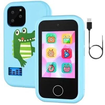 OEM Chytrý telefon pro děti s hrami, MP3, duálním fotoaparátem a dotykovým displejem, modrý dinosaurus OEM Chytrý telefon pro děti s hrami, MP3, duálním fotoaparátem a dotykovým displejem, modrý dinosaurus