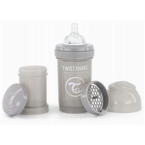 Twistshake Antikoliková láhev, Twistshake se savičkou, 0 m+, 180 ml, Pastel Grey