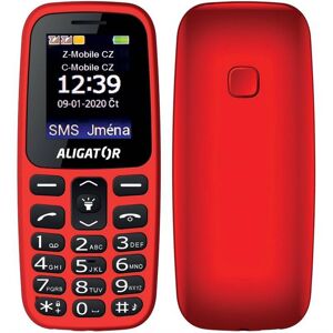 Aligator Mobilní telefon Aligator A220 Senior Dual SIM (A220RD) / 600 mAh / 160 x 128 px / TFT displej / 1,8" (4,6 cm) / DUAL SIM / červená