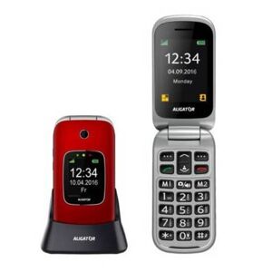 Aligator Mobilní telefon Aligator V650 Senior AV650RS / 1000mAh / 2,4" (6,1 cm) TFT LCD / Bluetooth / stříbrná/červená / ROZBALENO