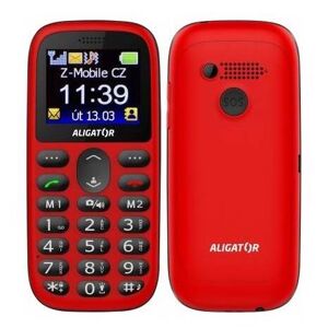 Aligator Mobilní telefon Aligator A510 Senior + nabíjecí stojánek / 1,8" / Li-Ion / Bluetooth / červená / ROZBALENO